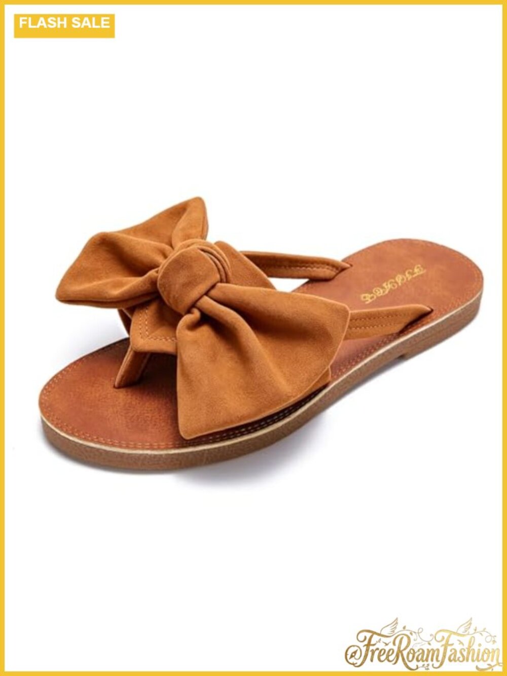 Womens Bow Flat Sandals Flip Flops Slide Slingback Faux Suede Beach